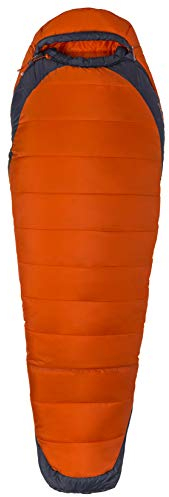 Marmot Trestles Elite Eco 0, Mumienschlafsack, Leichter, umweltfreundlicher und Warmer 3 Jahreszeiten Schlafsack, ideal zum Camping und Trekking, Orange Haze/Dark Steel, LZ