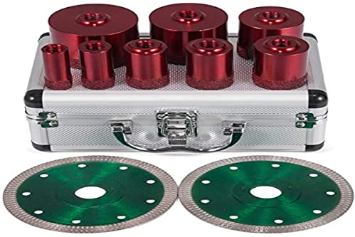 Mophorn Scie Emporte-pièce Diamantée 10 PCS M14 20/25/32/35/40/50/60/68 mm Jeu de Forets Diamantés 0,79/1/1,25/1,4/1,6/2/2,4/2,7 pouces pour leGrès Cérame et les Carreaux en Granit Rouge