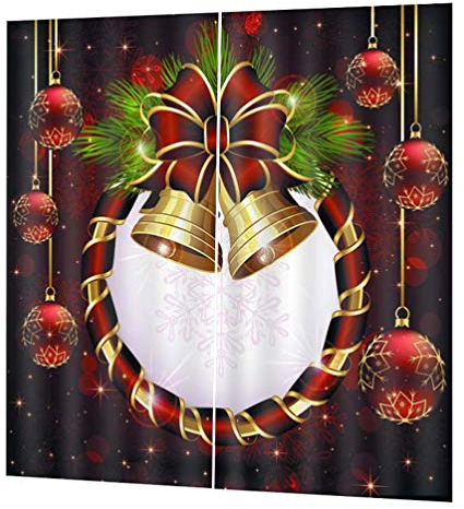 LIOOBO 1 stück Weihnachten vorhänge große Glocke Schneeflocke Frohe Weihnachten Wohnzimmer Vorhang Schlafzimmer Fenster dekorative wohnkultur