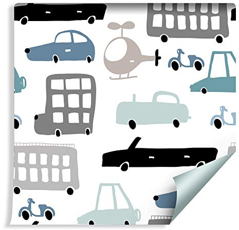 Wallepic Tapete 10m Vlies Tapete Fahrzeuge Autos Kinder Vliestapete 1000x53cm Wand Tapete Wohnzimmer Kinderzimmer Moderne Wanddeko Wand Dekoration