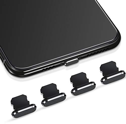 Weewooday 4 Stücke Staubstecker Kompatibel mit iPhone 11, iPhone 12 Schützt Lade Staub Abdeckung Kompatibel mit iPhone 11, 12, Pro, Max/X/XS/XR, 7, 8 Plus, iPad mini/Air (Schwarz)
