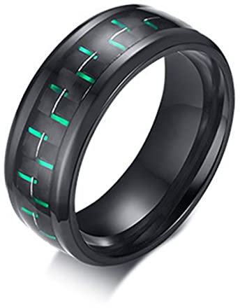 Aotiwe Edelstahlring, Partner Geschenke Einfaches Ringband Schwarz Grün Größe 57 (18.1) für Memoir Weihnachten