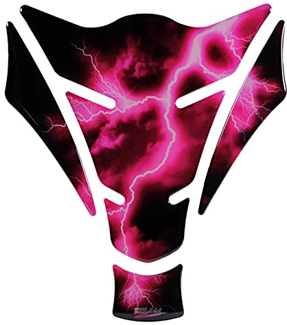 BIKE-label Adesivo per serbatoio 3D per moto, protezione del serbatoio, fulmine, rosa viola X502340VA