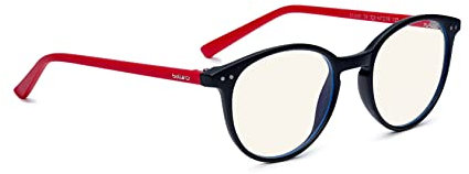 Bolle Safety Miami, Blue Light Blocking Safety Glasses, Nylon TR90 Matt Black and Red, PC Lenses Plano, One Size