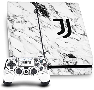 Head Case Designs Offizielle Juventus Football Club Marmor Weiss Kunst Vinyl Haut Gaming Aufkleber Abziehbild Abdeckung kompatibel mit Sony Playstation 4 PS4 Console and DualShock 4 Controller Bundle