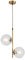 LFsem Lámpara colgante de 2 luces con forma de globo de cristal transparente lámpara de techo de latón dorado para mesita de noche (Transparente)