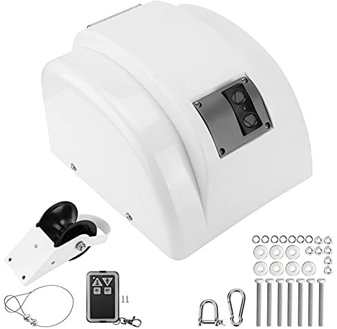 Kuuleyn Electric Anchor Winch,Fishing Boat Accessories,30LBS 12V Electric Anchor Winch Marine Anchor Winch Windlass Kit with Remote Control for Fishing Boat