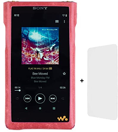 MITER Case Compatible with Sony NW-WM1AM2 / NW-WM1ZM2 Walkman, Handmade Italy Pueblo Leather Case Cover + Screen Protector for WM1AM2 WM1ZM2 (Bordo Red)