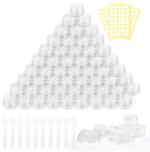 Lot de 100 mini pots vides de 5 ml - Transparent - Avec bouchon à vis - Pour baume à lèvres, lotion (transparent)