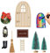 Tuofang Wichteltür Zubehör Weihnachten Set, Miniatur Elfentür Wichtelhaus Weihnachtsdeko, Holz Wichtel Tür mit Leiter, Stiefel, Kranz, Teppich, Laterne Puppenhaus Deko Wichteltür Zubehör