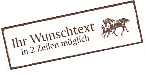 Türschild Pferde mit Fohlen Namensschild personalisiert mit Gravur- 150mm x 50mm - selbstklebend