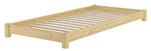 Erst-Holz Niederflurbett Futonbett Einzelbett Bodenbett 90x200 Kiefer massiv wählbares Zubehör V-60.51-09, Ausstattung:Rollrost inkl.