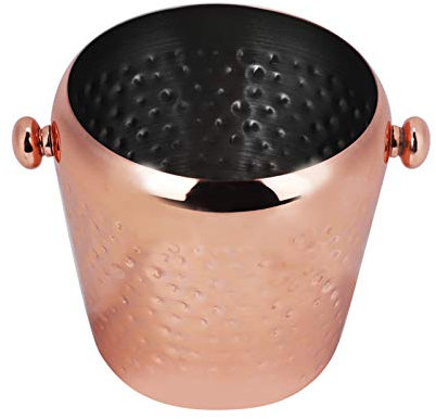 1l Stainless Steel Ice Bucket,Ice Bucket,Ice Bucket with Cover,Beer Ice Bucket,Wine Bottle Cooler,Portable Ice Bucket for Bar,Home,Hotel(Rose Gold 1L Hammer Point)