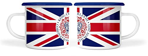 Kings Coronation Enamel Mug 2023 Official Union Jack 10oz Mug King Charles III Commemorative Souvenir Gift His Majesty The King Royal Memorabilia Gifts Coronation Memorabilia Camping (Union Jack)