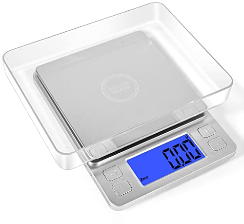 Balance numérique de 0,1 g à 1000 g - Balance de cuisine de haute précision avec écran LCD rétroéclairé - Balance alimentaire multifonction avec plateau de tare et mini balance de cuisine