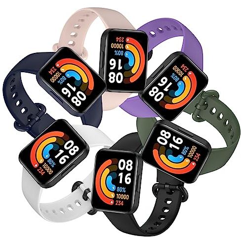 WindRen 6 PCS Armband kompatibel mit Xiaomi Mi Watch Lite 2 / Redmi Watch Lite 2, Ersatz-Silikon-Armband mit buntem Armband für Redmi Watch Lite 2