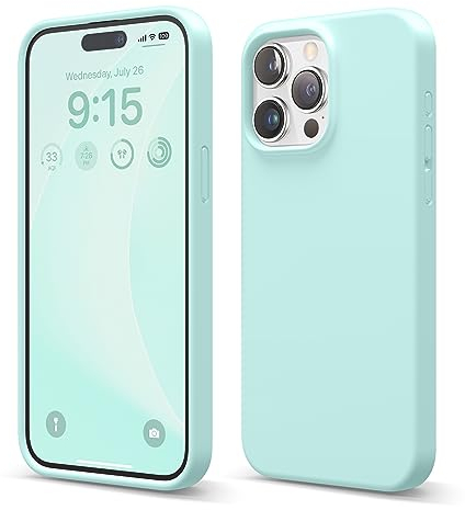 elago Flüssig Silikon Case Kompatibel mit iPhone 15 Pro Max Hülle, Premium Silikon Handyhülle, Ganzkörper Schutzhülle [4 Lagige Stoßfeste Struktur], Kratzfestes Weiches Mikrofaserfutter (Aqua Blau)