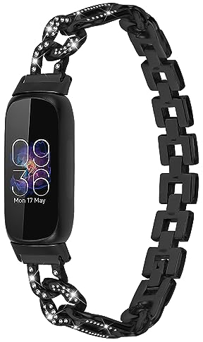Gimuk Armband Kompatibel Mit Fitbit Inspire 3 - Metall Bling Strass Edelstahl Ersatzband für Frauen - Fitness Tracker Armband in Klein/Groß