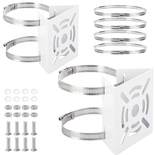 TOLIDA 2 Packs Universal Vertical Pole Mount Brackets for CCTV Cameras with 8 Loops - Square Metal Mounting Bracket for Security Camera Ptz Dome, Outdoor/Indoor Wall Mounted Camera Bracket