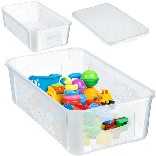 KADAX Rechteckige Aufbewahrungsbox mit Deckel, Aufbewahrungsbehälter, Stapelbehälter, Plastikbox, Kunststoffbox, Platzsparende Aufbewahrungskiste (5L, Transparent)