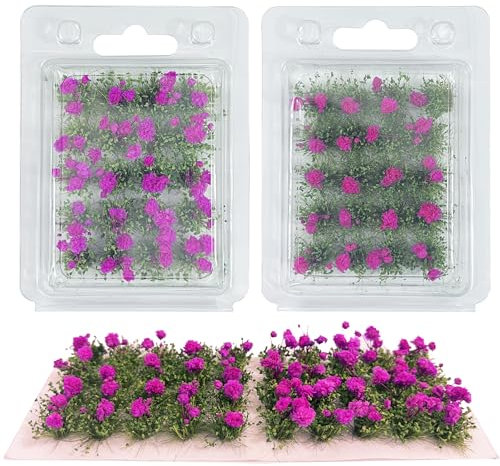 Woohome Blumen-Cluster Blume Vegetationsgruppen Grasbüschel Miniatur Statische Landschaft für DIY Architektur Gebäude Modell Eisenbahn Zug Diorama Garten Landschaft Landschaft Layout (Rose, Rot)