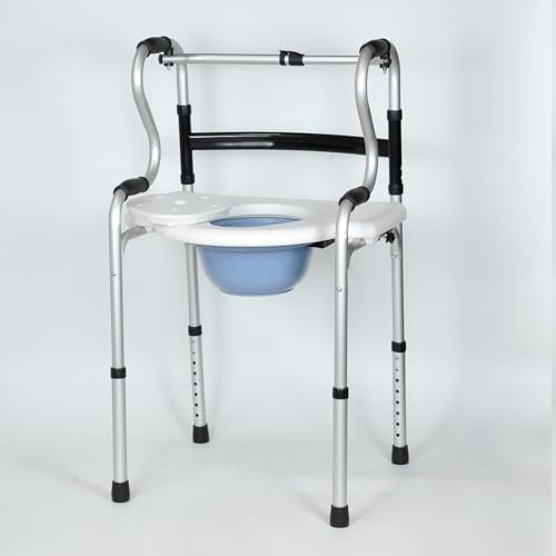 Premium Zimmer Frame with Commode & Seat | Mobility Walker for Elderly Men and Women, Disability Walker with Seat, Walking Aid for Seniors | Foldable Walking Frame & Commode Chair | Bio-Lec Mobility