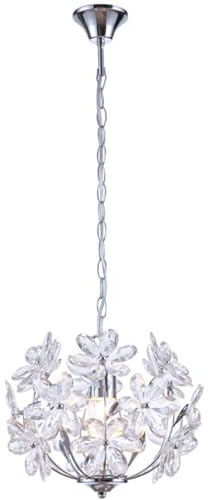 Globo Hängeleuchte Pendelleuchte Blätterleuchte Deckenpendel Blumen Design, Acryl, Chrom, dimmbar Fernbedienung, 1x RGB LED 8,5W 806Lm warmweiß, DxH 34x87 cm