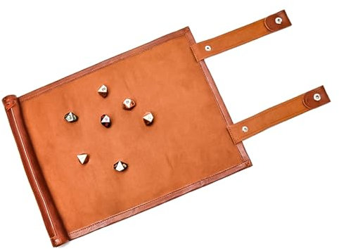 Hsthe Sea Würfelmatte im Schriftrollenstil für Pen and Paper Würfelspiele wie DND, Cthulhu, DSA - einrollbar mit Würfelfach und Druckknopfverschluss (nur Matte)