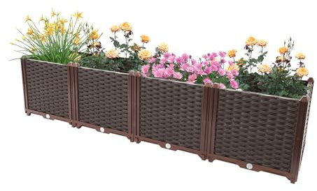 GAOUSD Jardiniere sur Pieds Lit de Jardin Surélevé Boîte Jardinage Surélevée Potager Surélevé en Hauteur Convient pour Le Placement sur Balcon, Terrasse, Jardin, Arrière Cour 156x39x38cm
