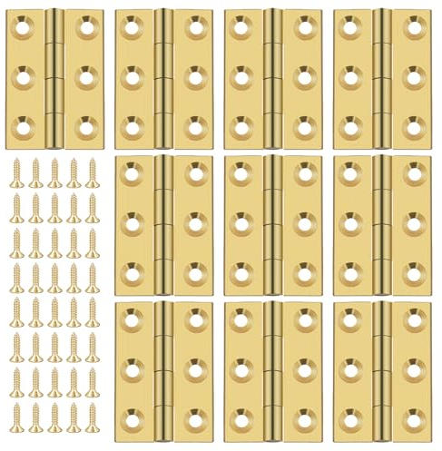 Giantree Lot de 10 mini charnières en laiton massif de 25,4 cm avec 60 vis - Petites charnières rétro - Pour tiroir, bijoux, boîte en bois, armoire, coffre en bois - Bricolage (3,5 cm)