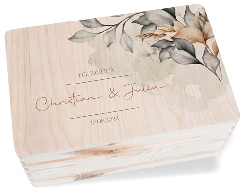 Erinnerungsbox - Für Immer ja | Liebesgeschenk | Ich Liebe Dich Geschenk Holzkiste | Geldgeschenk Verpackung Hochzeit Geldbox | Schatzkiste Hochzeit | Geschenkbox Liebe | Beziehung Geschenk - 30 x 20