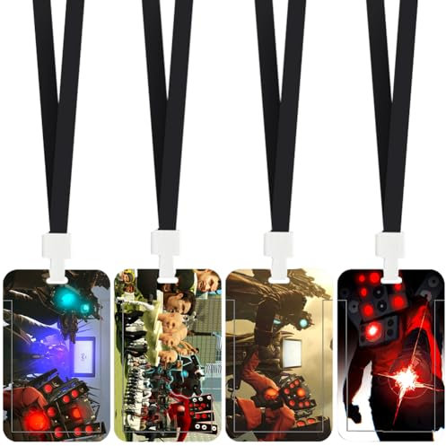 4 PCS Lanyard,Cartoon Lanyard,Cordon Tour de Cou Lanière Porte-Badge,Porte Carte Avec Cordon,pour Carte D'Identité,Carte de Bus,Fournitures Scolaires de Bureau,Lanière Porte Carte