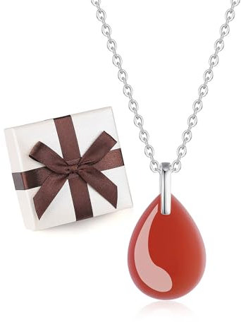 COAI Damen Kristall Halskette mit Karneol Tropfenanhänger und 925er Sterlingsilberkette