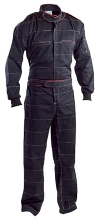 TUTA INTERA DA LAVORO UOMO MONACO (NERO-ROSSO, M)