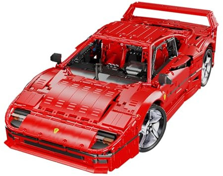 Fuleying Technik Sportwagen Bausteine Bausatz, F40 Rennwagen Modell Bausatz, 1:8 Super Auto Klemmbausteine, Auto Fahrzeugbau Spielzeug für Erwachsene,4026 PCS