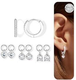 YADOCA Ohrringe & Creolen Silber 925 - Hypoallergenes Damen Schmuck-Set mit goldenen Ohrstechern