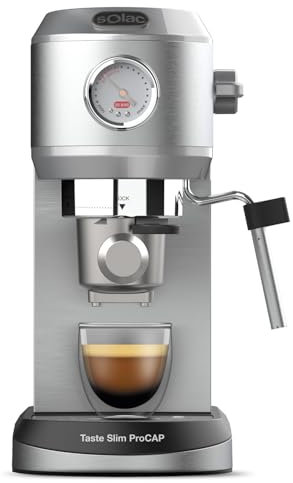 Solac - Cafetera Espresso 20 Bar | 2en1 Compatible Capsulas y Café Molido | Sistema Double Cream | Calentamiento rápido Thermoblock | Parada automática | Vaporizador acero inoxidable | Calienta tazas