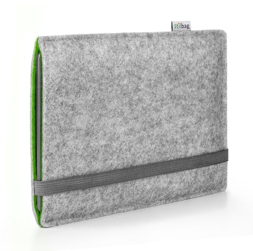 Stilbag eBook Reader Finn für Amazon Kindle Paperwhite 12 (2024) | Farbe: hellgrau/grün | eBook Reader-Tasche aus Filz | eReader Schutzhülle | ebook Reader Tasche Made in Germany