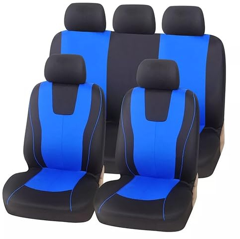 VALKEM Auto Sitzbezüge für Nissan Qashqai J12 J11 J10 J11 J12 +2 2006-2025, 5 Sitzer Stoff Sitzbezug Schonbezüge Sets, Allwetter Atmungsaktiv rutschfest Sitzkissenschutz Zubehör,D Blue Black