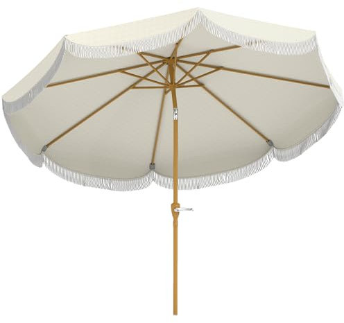 Outsunny Sombrilla Terraza Exterior Ø269 cm Sombrilla de Jardín con Ángulo Ajustable y Manivela Protección UV30+ Parasol para Patio Terraza Beige