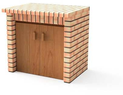 MOVELAR - Módulo Puertas Luxor para Barbacoa de Obra Prefabricada (Gris, naranja - 94 x 70 x 70 cm) - Uso en Exteriores