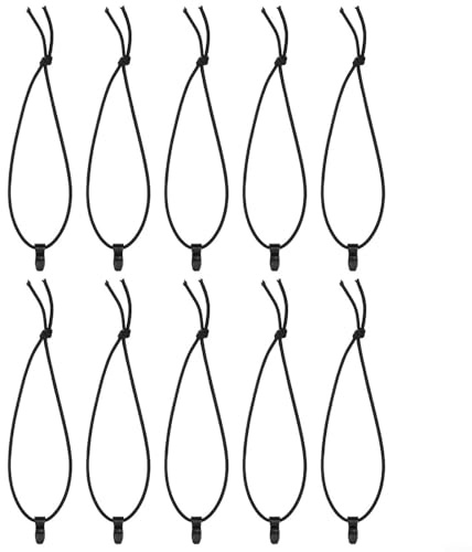 Lot de 10 tendeurs élastiques noirs avec crochet pour sports de plein air et équipement