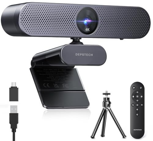 DEPSTECH Webcam for PC DW50 Pro, 4K Ultra HD with 1/2.55 Sony Sensor, Dual Noise-Canceling Microphones,3 x Zoom in, Remote Control, Autofocus Streaming Computer Camera for Laptop Mac, Teams, Zoom
