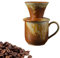 Pour Over Cafetera con filtro de café de porcelana con taza, 620 ml/260 ml, jarra de café retro con filtro, juego manual de cafetera, apta para microondas, cafetera (marrón castaño, 260 ml)