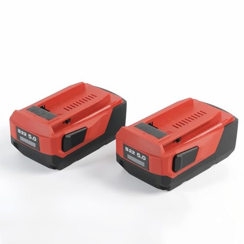 Deux pièces B22 5000mah Haute Puissance 22v Batterie au Lithium. Compatible avec Hilti. Outils électriques sans Fil 18V, 21.6v et 22v(5000mAh 2PCS)