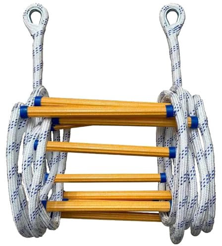 Escalera de Cuerda 10 pies Capacidad de Carga Escalera de Escape de Incendios de Nylon con Ganchos sin Deslizar la Cuerda de Emergencia de Servicio Pesado para Rescate de Entrenamiento de TR
