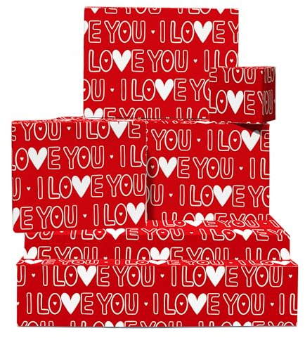 Geschenkpapier Valentinstag – Textdesign, Ich liebe dich – 6 Blatt für Freundin, Freund – Mit Stickern von Central 23