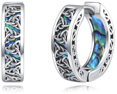 POPLYKE Keltische Hoop Ohrringe für Damen Herren Sterling Silber Irish Schmuck für Frauen Männer
