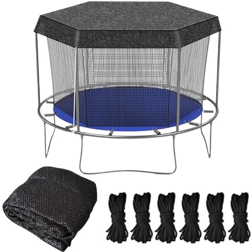 Housse d'ombrage de Trampoline, 305cm Housse de Protection Solaire pour Trampoline, Résistant aux UV, Toit Pare-Soleil pour Trampolin 6 poteaux, Accessoires Trampolin