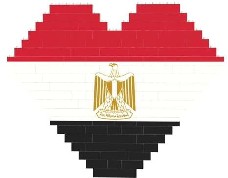 Ägyptische Flagge Druck Kunst Ziegel Puzzle Herzform DIY Bausteine Set 3D Puzzle Home Decor 82 Teile